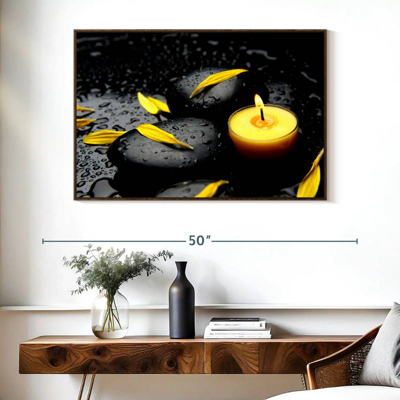 Bougie Zen Dewy, Cadre flottant noyer, 40 po x 27 po