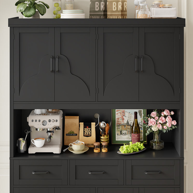 Grand garde-manger en bois 75,7 po, Noir
