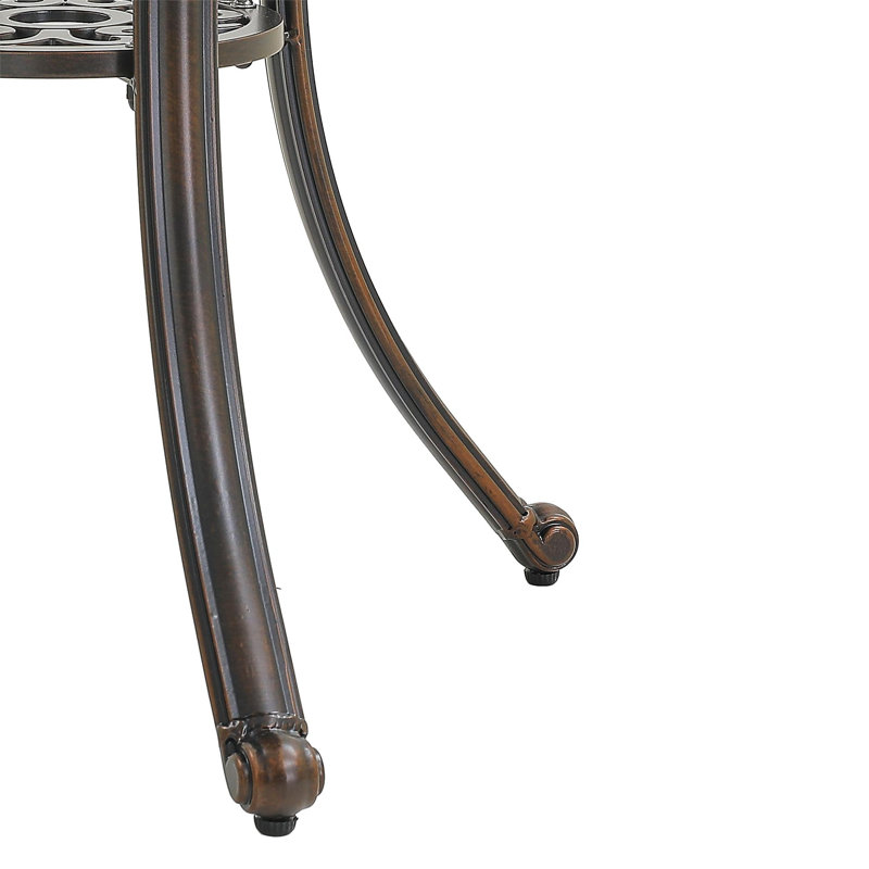 Bronze Round Cast Aluminum Outdoor Dining Table with Ceramic Top