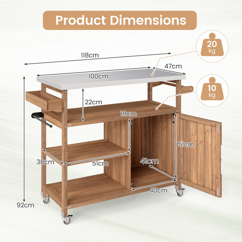 Solid Wood Bar Cart