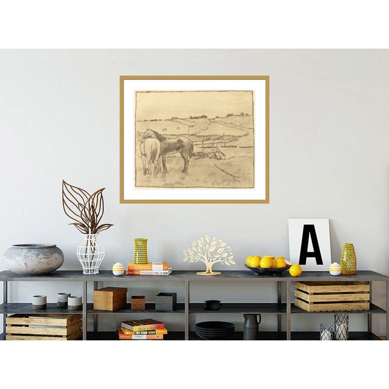 Chevaux dans la prairie par Edgar Degas, H 33,5 po x l 39,18 po