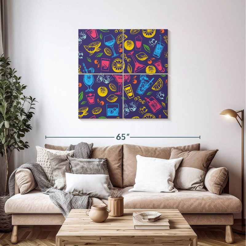 Yarlin Cocktails Illustration, 38" H x 38" W