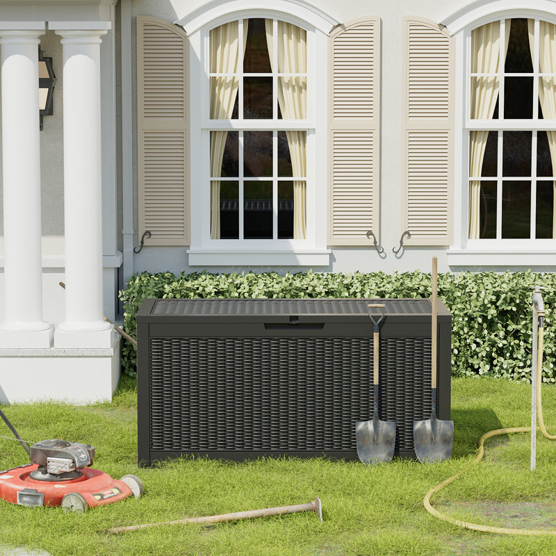 Furmax 47.8'' W 100 Gallons Water Resistant Resin Lockable, Black