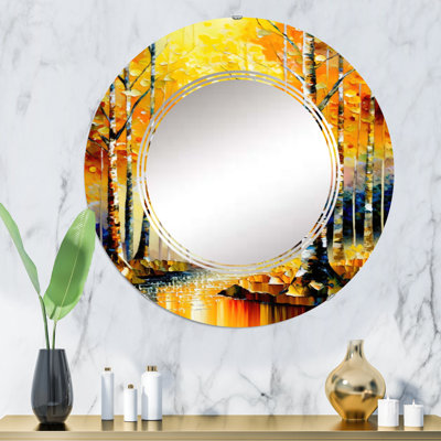 Miroir mural Parmjeet River In Golden Birch Forest