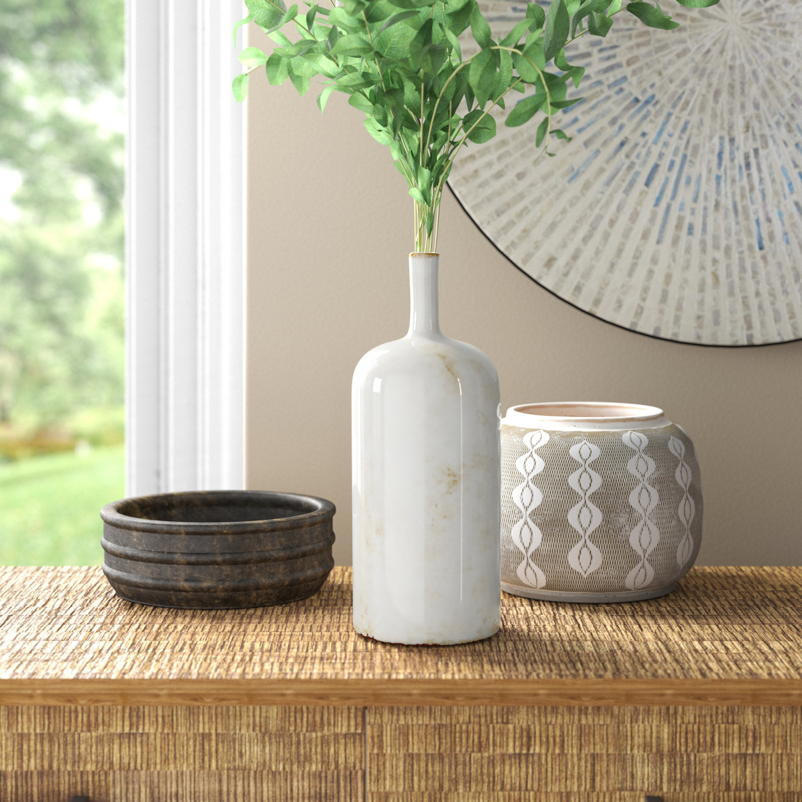 Quintana Stoneware Table Vase, 12.5" H x 4.75" W x 4.75" D