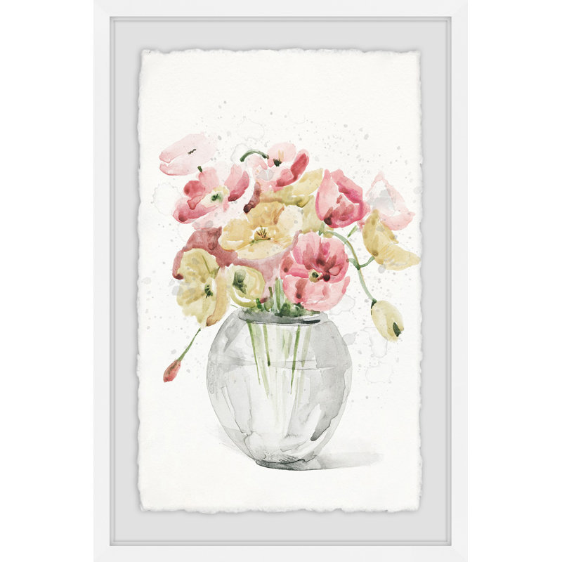 « chrome fleuris », reproduction de peinture à l’aquarelle encadrée, H 12 po x l 8 po x P 1,5 po