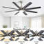 Ventilateur de plafond 66 pouces à profil bas en ABS avec lumières à intensité variable et moteur à courant continu réversible silencieux à 6 vitesses pour l'intérieur-143648392