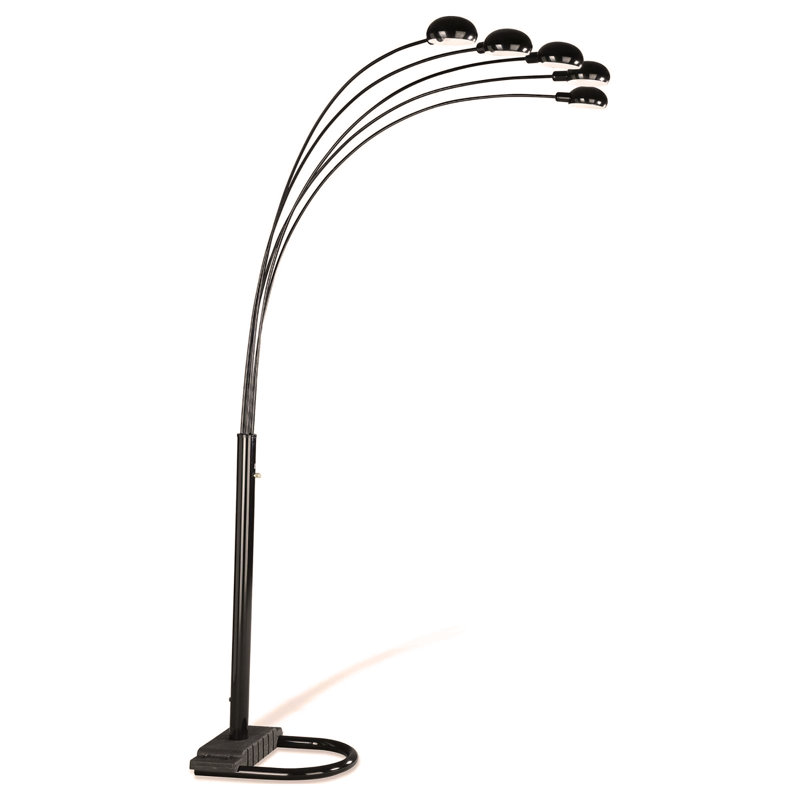 Lampe sur pied avec abat-jour courbé, Noir, noir, noir, noir