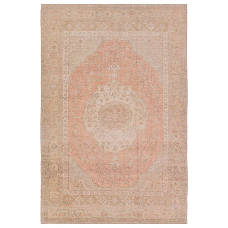 Daisee Machine Washable Power Loomed Performance Orange/Tan Rug, Rectangle 7'6'' x 9'6''