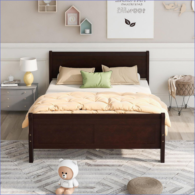 Base de lit plateforme en bois pour grand lit - aucun sommier nécessaire, capacité de 400 lb, espresso pour la chambre principale