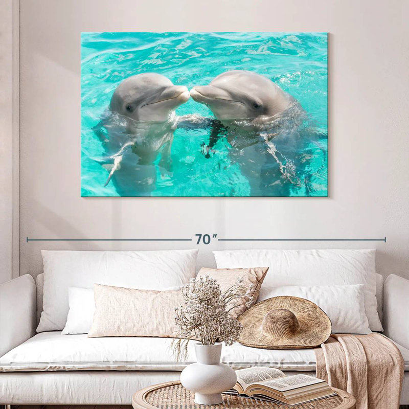 Dauphins s'embrassant, H 32 po x l 48 po