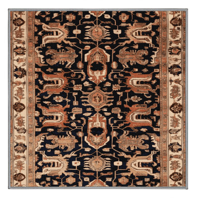 Machine Washable Persian Brown Area Rug