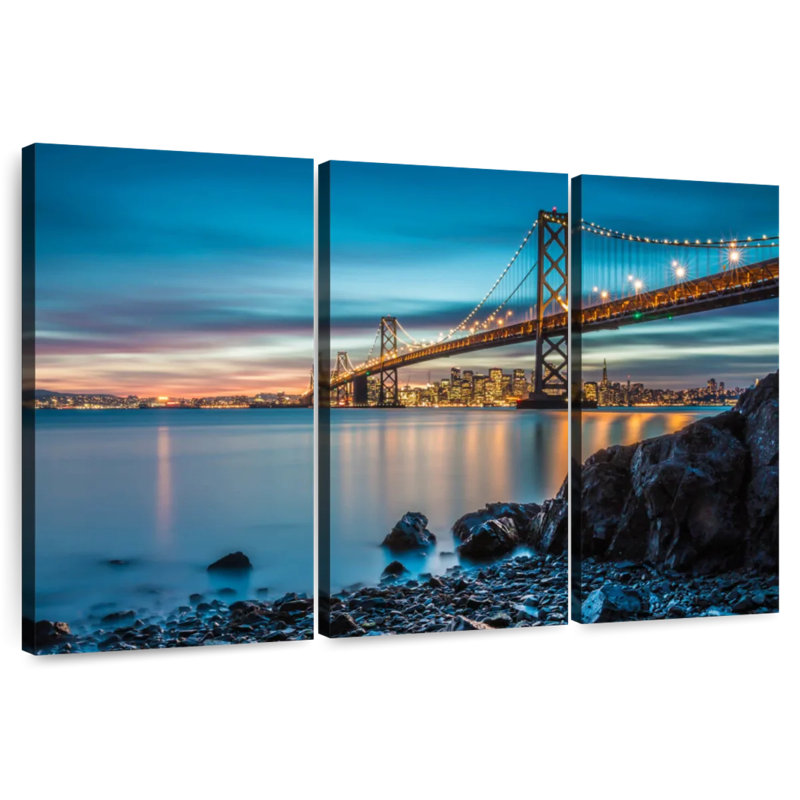 Lilie Oakland Bay Bridge au crépuscule, H 20 po x l 33 po