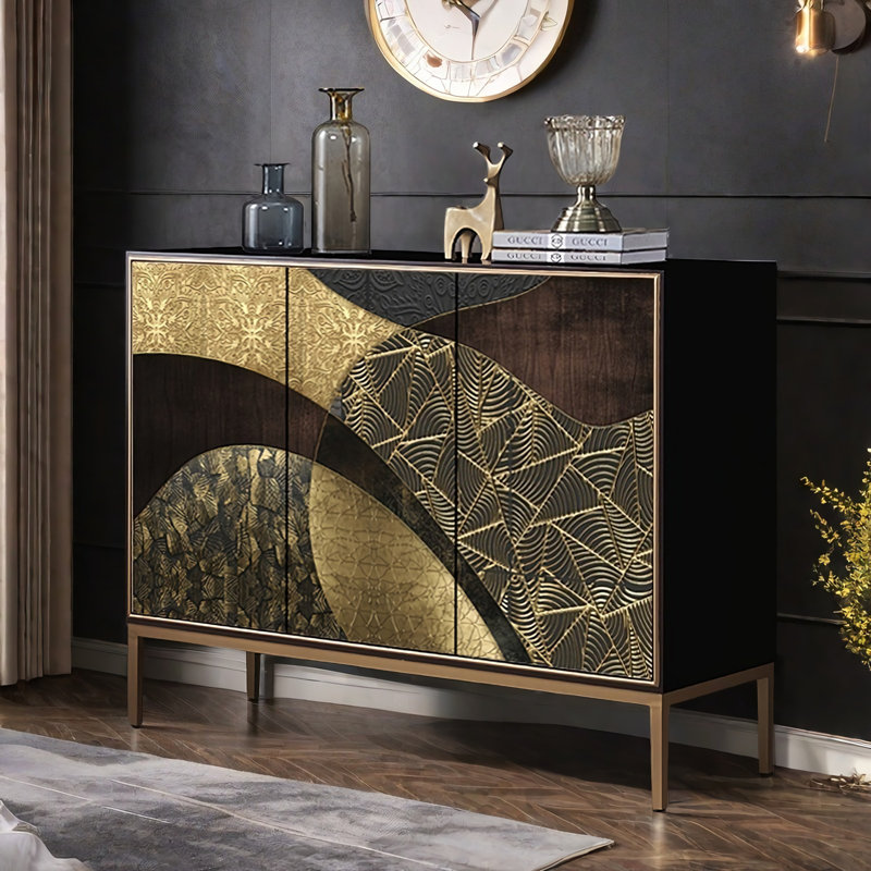 Light Luxury Wooden Rectangular Accent Cabinet
