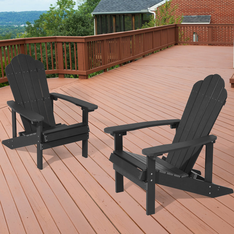 Chaise Adirondack en plastique résistante aux intempéries pour terrasse, Noir
