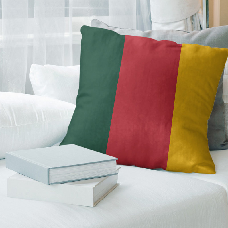 Housse de coussin décoratif à rayures arizona, Minnesota, 20 po x 20 po, Vert foncé / tige dorée foncé