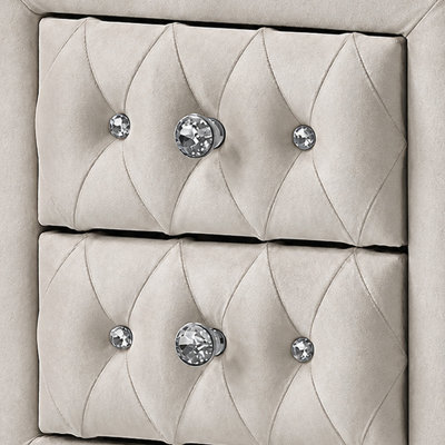 Ensemble de chambre complet, meuble de rangement rembourré, beige, 4 pièces avec NS, commode