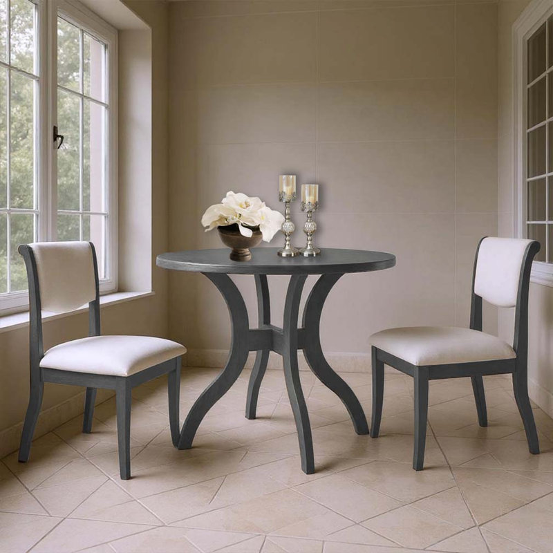 Ensemble de table de salle à manger pour 2 personnes, Gris / Blanc