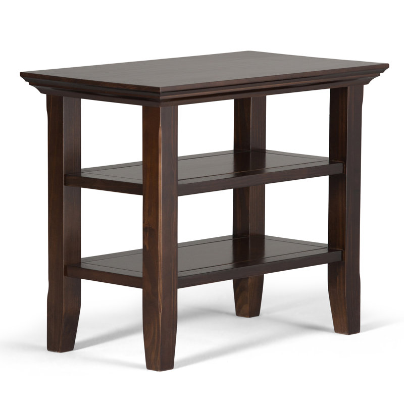 Table de bout transitionnelle en bois massif avec 2 tablettes ouvertes Acadian, H 20 po x l 14 po x P 24 po, Brun brunette