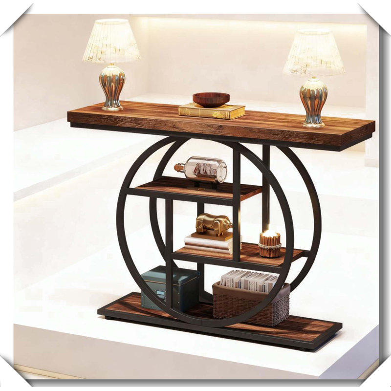 Narrow Wood Console Table Versatile Elegant Multi Space Use, Brown