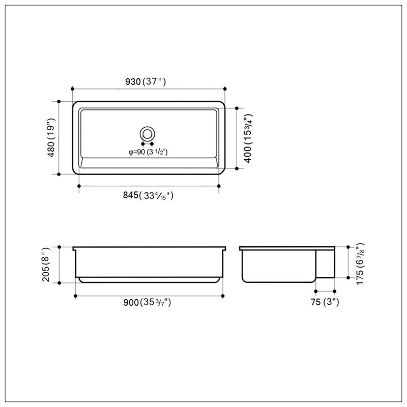 White Farmhouse Sink Deep Apron Sink Undermount Farmhouse Kitchen Sink Single Farm Sink
