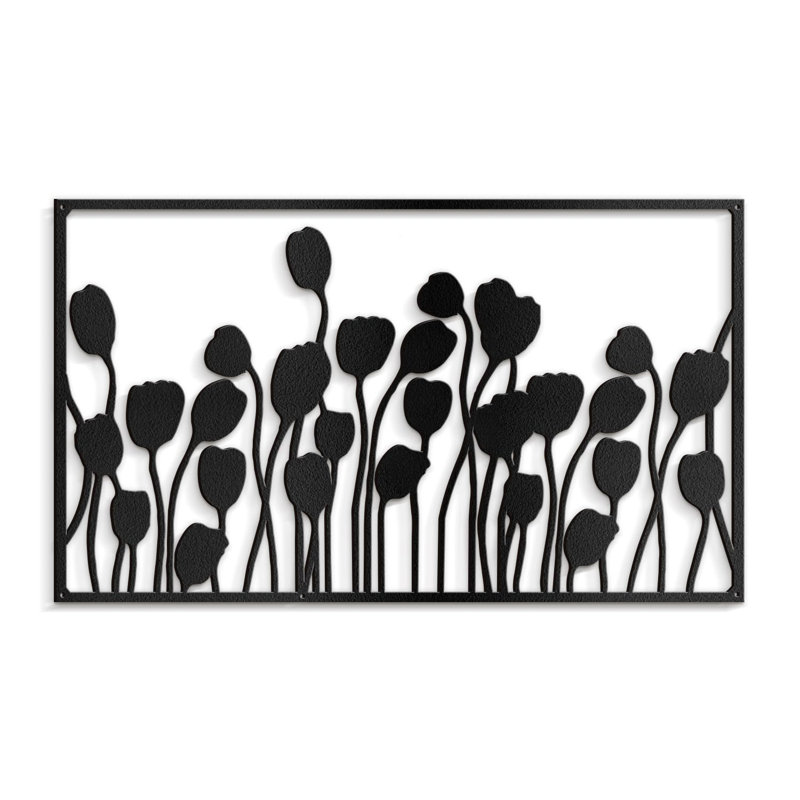 Wall Decor Metal, Black, 15" H x 30" W x 0.05" D
