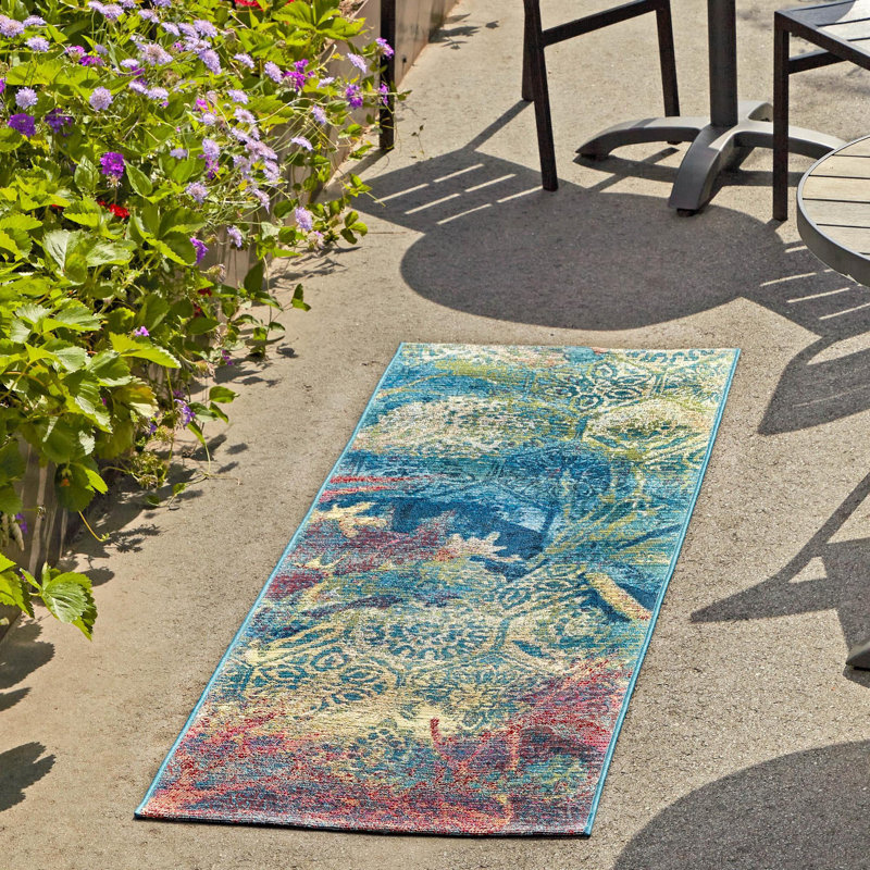 Multi Edgartown Indoor/Outdoor Modern Rug, Runner 2' x 6'