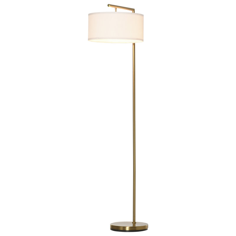 Naida Floor Lamp with Linen Lampshade Round Base for Living Room Bedroom