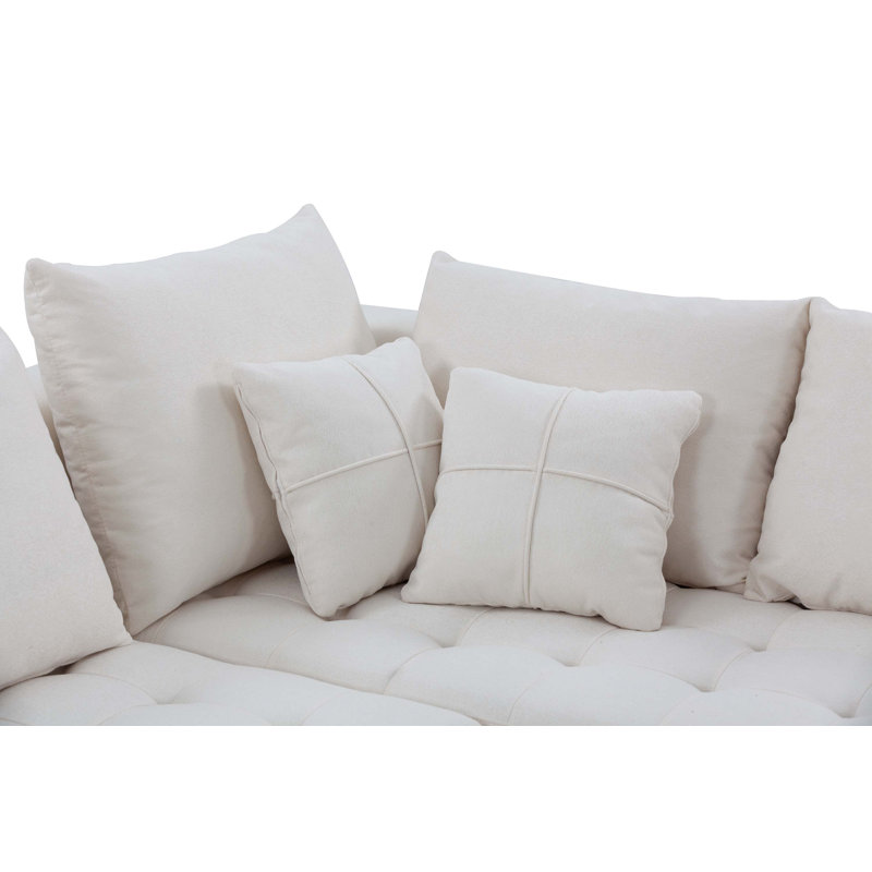 Canapé modulaire rembourré 4 pièces Ryong, Beige Chenille