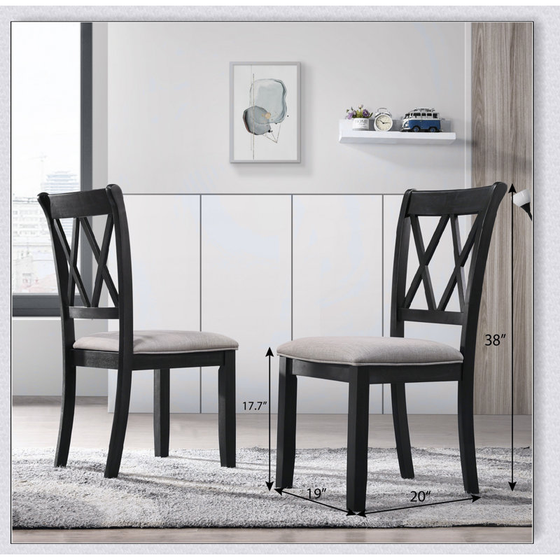 Ensemble de 2 chaises rembourrées Windvale, Noir, noir, noir, noir