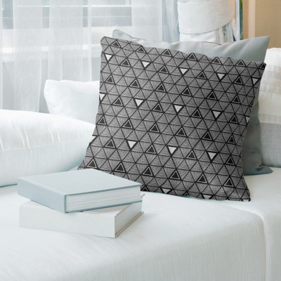 Patricia Geoffrey Geometric Leather/Suede Reversible Throw Pillow