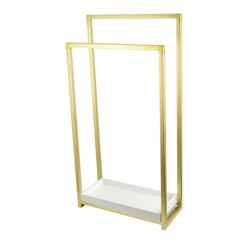 Kingston Brass Edenscape Freestanding 2-Tier Towel Rack, Brushed Brass