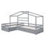 Lit plateforme House avec trois tiroirs de rangement, idéal pour les chambres d'enfants et pour économiser de l'espace-445213928