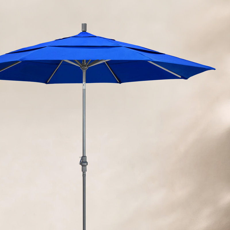 Parasol de marché Broadmeade octogonal Sunbrella, Gris martelé, Toile Sunbrella® bleu pacifique