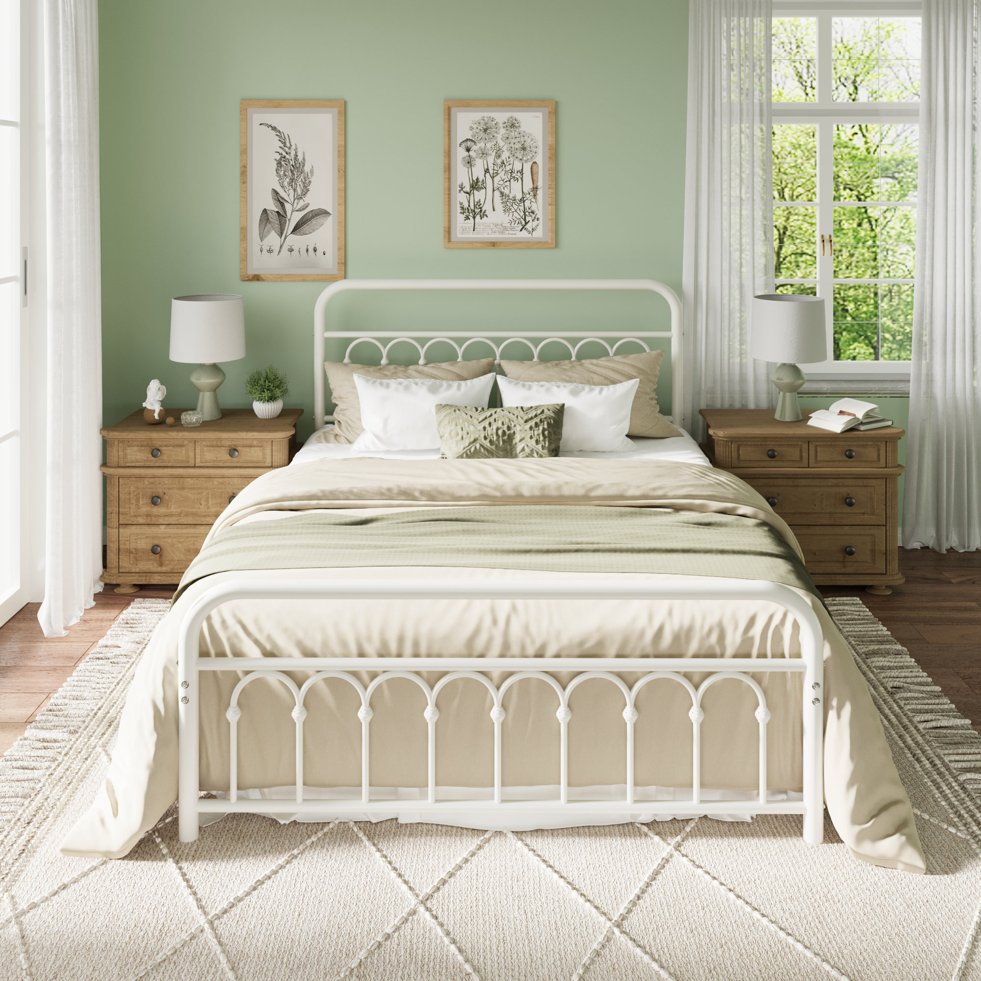 August Grove® Vintage Style Metal Platform Bed Frame With Arch-Design Headboard And Footboard | Wayfair