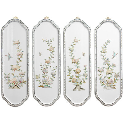 4 Piece Birds and Flowers Curved Wall Décor Set