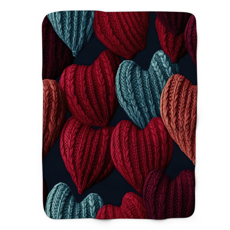 Jeté tricoté Love Buds - 1 pièce Premium Sherpa, 60 po x 80 po
