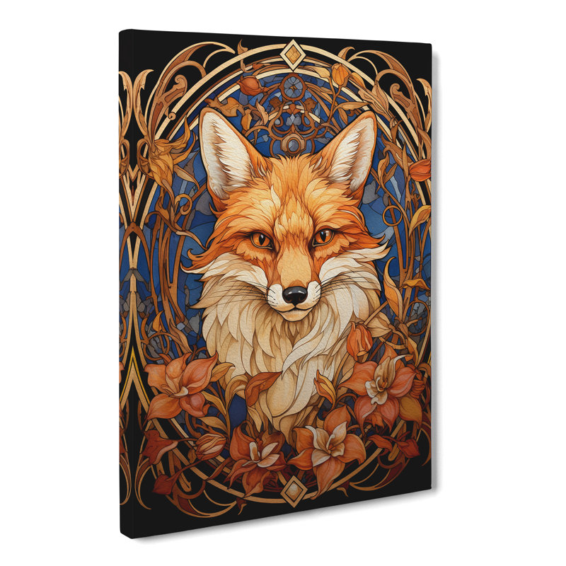 Fox Nouveau - Wrapped Canvas Print, 60cm H x 40cm W x 3cm D
