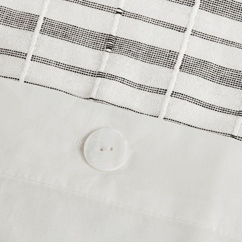 Housse de couette en coton très grand / très grand - gris + blanc 100% coussins texturés, rayures tissées, attaches intérieures, entretien facile, sans vapeur, lavable à la machine, fermeture à boutons blanche / grise, 5 pièces, substances nocives