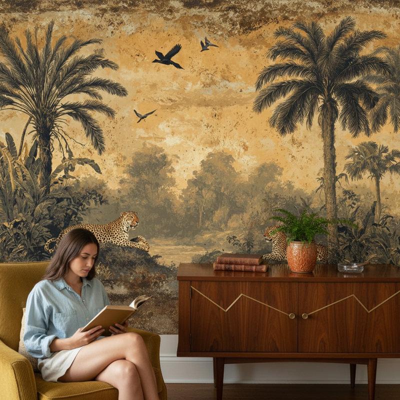 Papier peint oiseaux tropicaux tropicaux, 160 po L x 108 po L