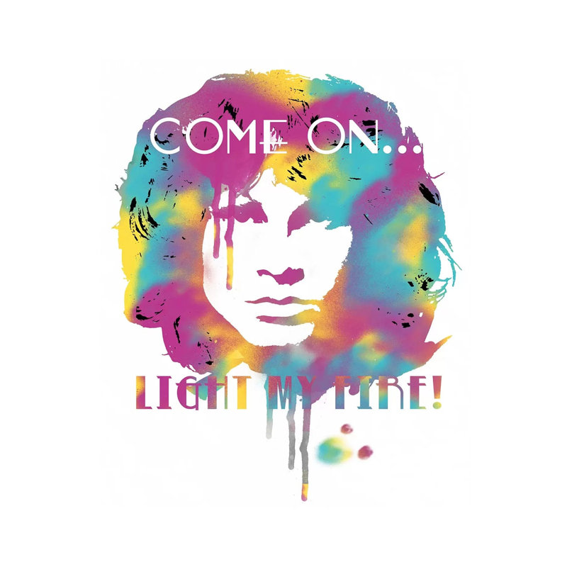 Jim Morrison Light My Fire Watercolor, No Matte, 12'' H x 12'' W x 1.5'' D, Wrapped Canvas