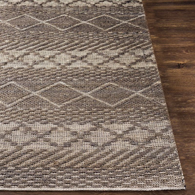 Tapis gris moyen en laine tissé à la main Colin, Rectangle 2 pi x 3 pi
