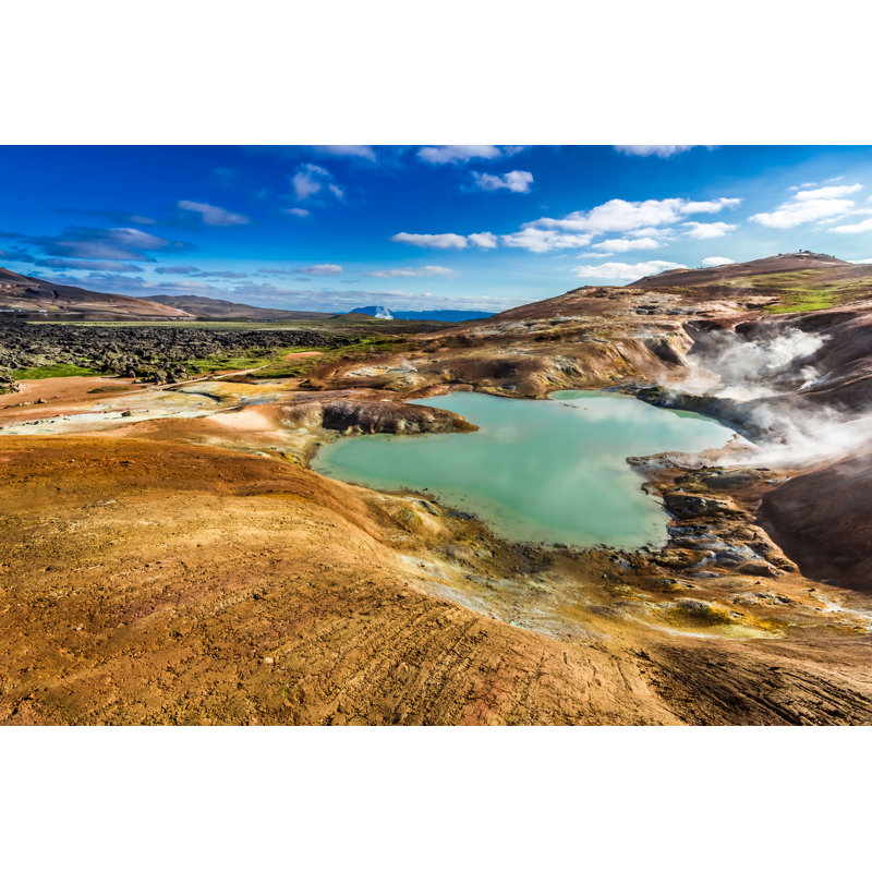 Lake Myvant, Islande - reproduction d'art sur toile tendue, H 8 po x l 12 po x P 1 po