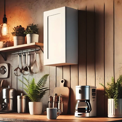 Armoire murale en bois blanc avec 1 porte, 2 tablettes, charnières à fermeture en douceur et assemblage rapide pour la cuisine de la salle de bain (l 21 po x P 12 po x H 30 po)