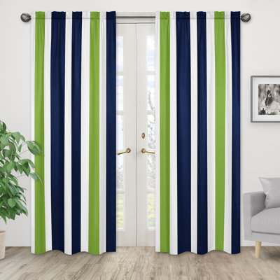 Stripe Striped Semi-Sheer Rod Pocket Curtain Panels