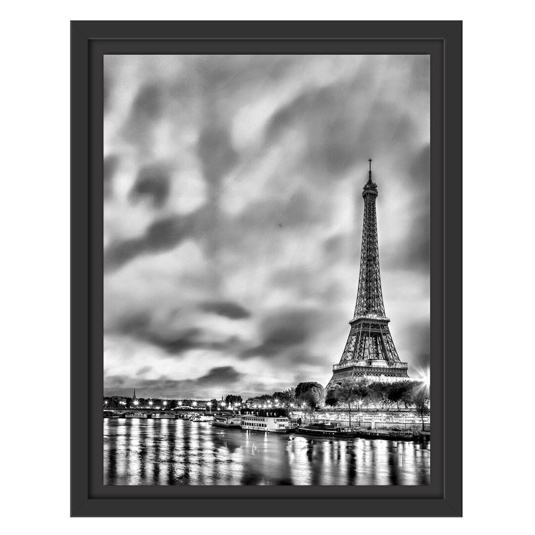 Gerahmtes Wandbild Eifelturm Paris bei Nacht