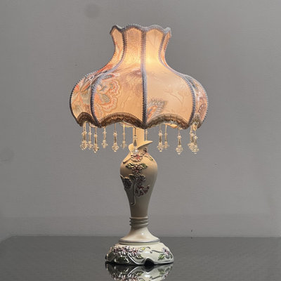 Jerek Resin Table Lamp with Fabric Shade for Bedroom