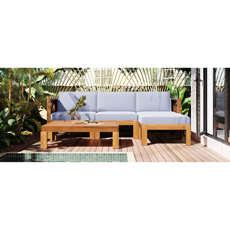 Ensemble de conversation modulaire avec canapé et coussins 5 pièces, Gris