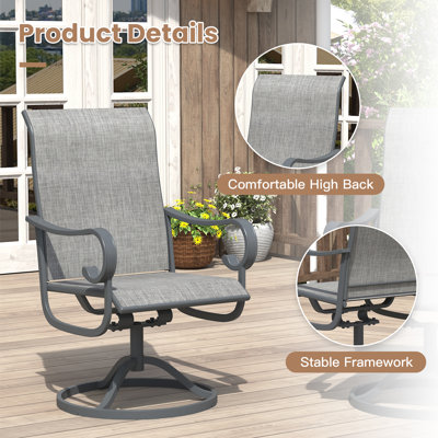 Outdoor 360° Swivel PVC-coated polyester Rocking Dining Chair