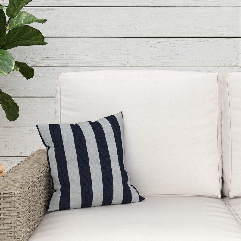 Lani Sunbrella® Indoor/Outdoor Throw Pillow, Sunbrella Expressive Mist Striped, Square 14"